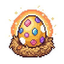 A speckled mystery egg, tapped five times to hatch a Waddle World pet.